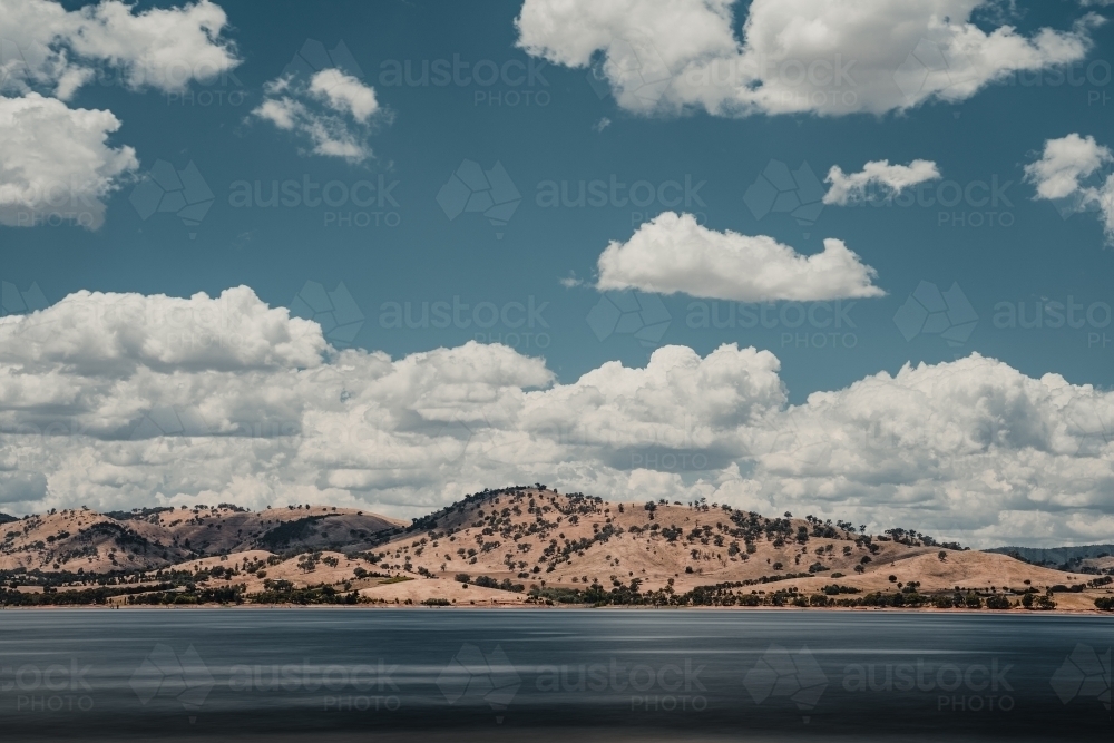 Mountain views over Lake Hume - Australian Stock Image