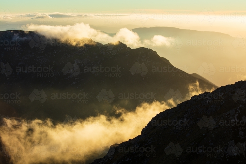 Mountains and clouds in the Australian Alps - Australian Stock Image