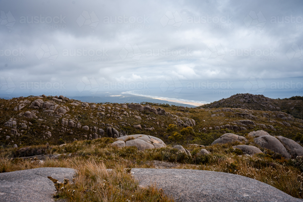 Mountains around Trial Harbour - Australian Stock Image
