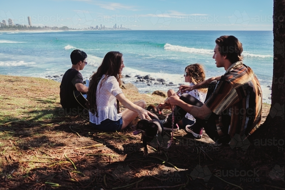 Multicultural teenagers hang out near the beach - Australian Stock Image