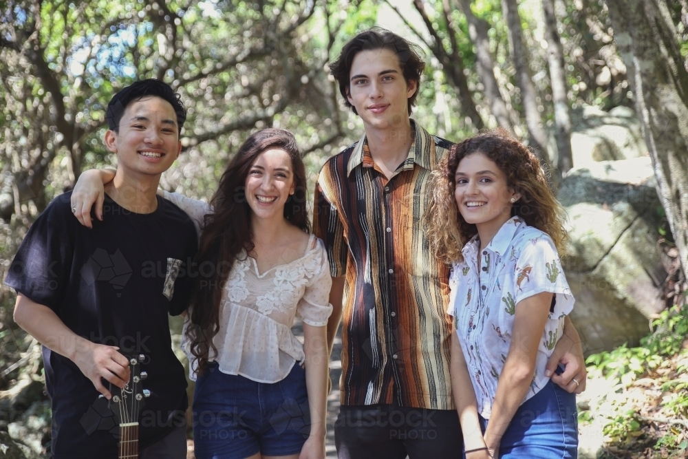multiculture teenagers hanging out - Australian Stock Image