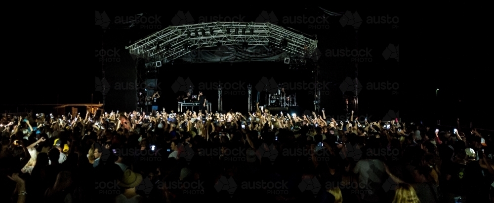 Music concert stage and crowd - Australian Stock Image