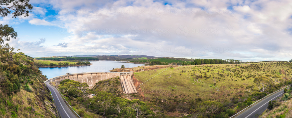 Myponga Reservoir panorama viewed from the lookout during winter season. - Australian Stock Image