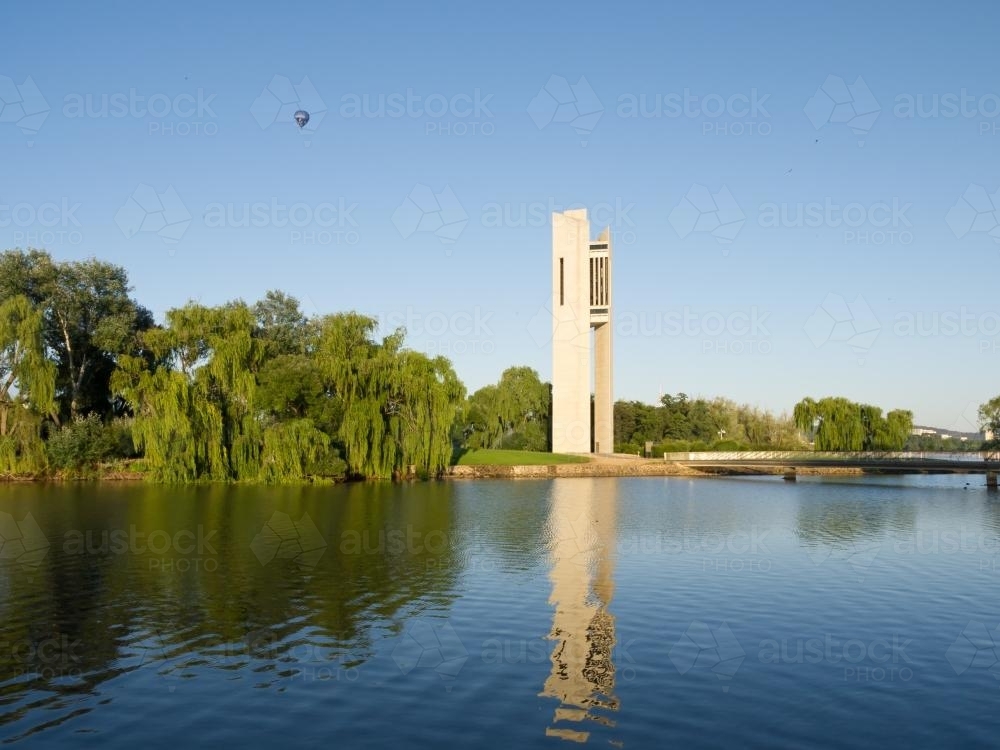 National Carillon tower beside Lake Burley Griffin - Australian Stock Image