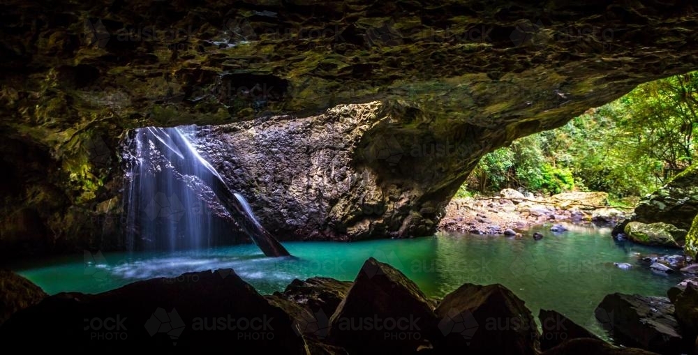 Natural Arch Waterfall - Australian Stock Image