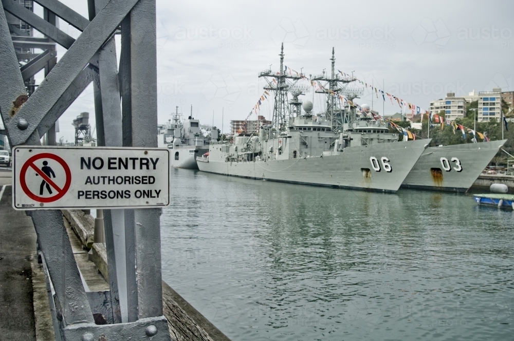 Navy boats in Wharf - Australian Stock Image