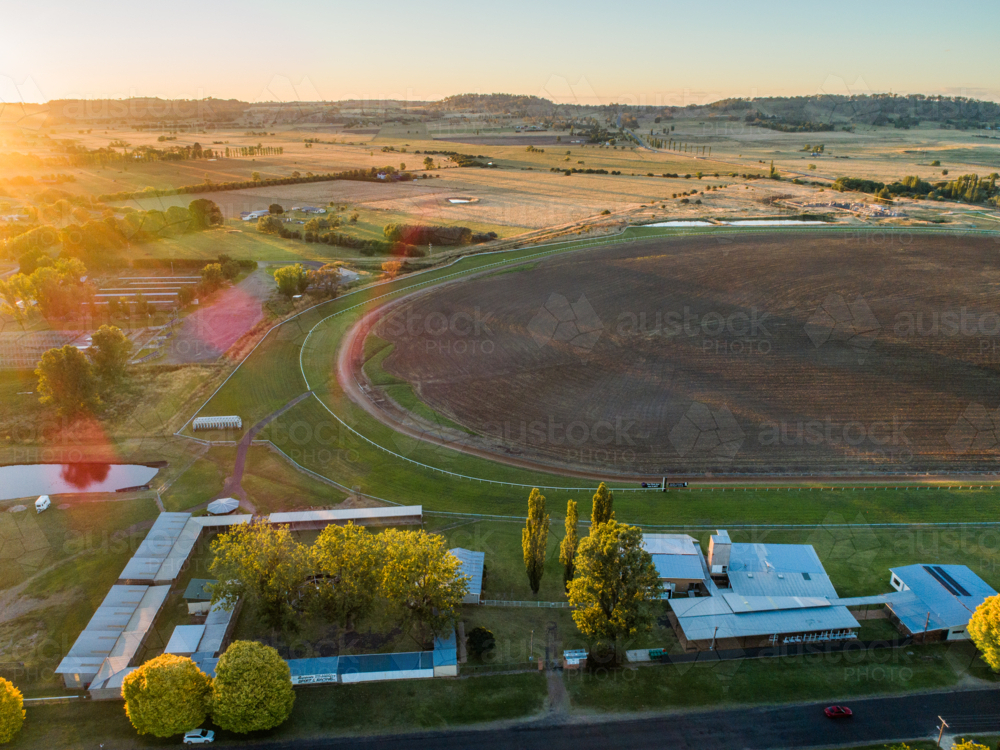 neat racetrack racecourse rural landscape in Glen Innes NSW Australia  - Australian Stock Image