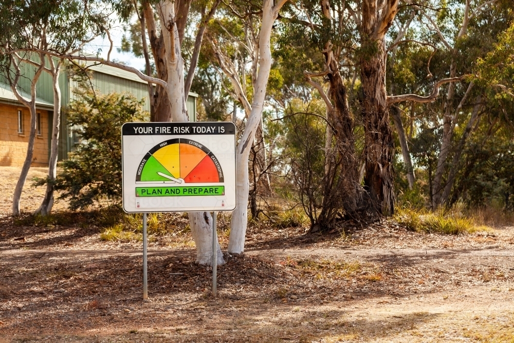 Image of New fire danger rating sign indicating moderate fire risk in ...