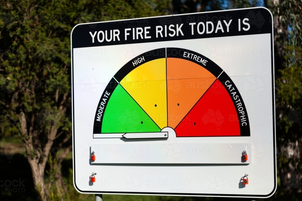 Image of New fire danger rating sign with arrow yet to be assigned in ...