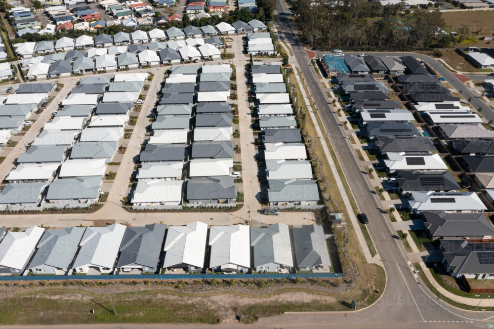 Image of new housing development, aerial view - Austockphoto