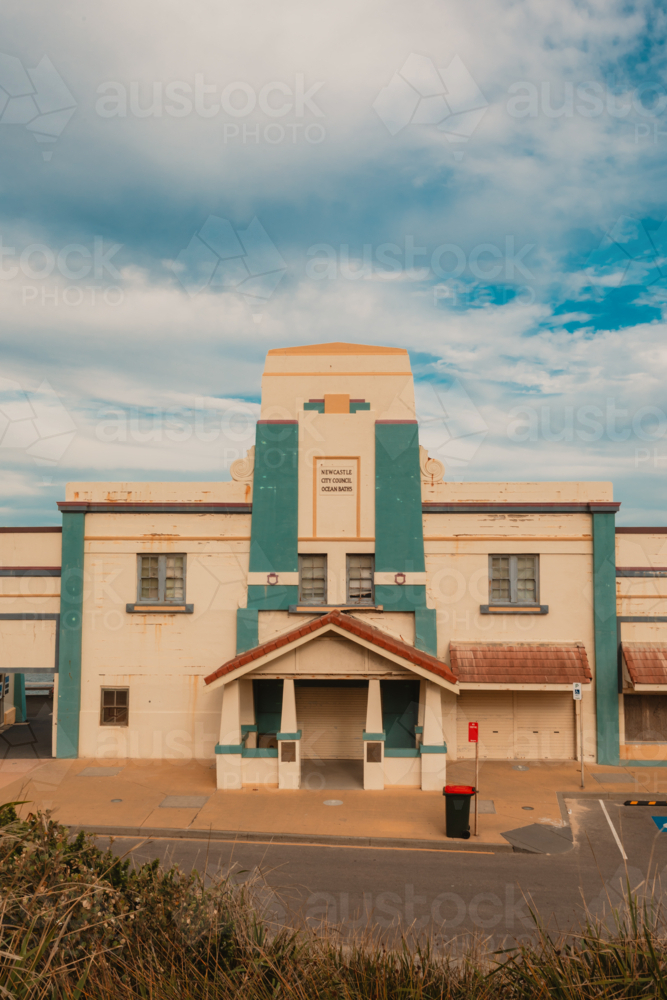 Newcastle Ocean Baths facade and front entrance - Australian Stock Image