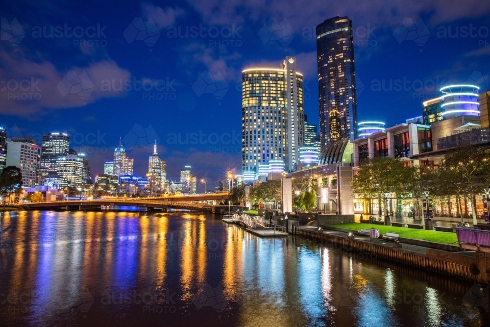 Night Lights on the Yarra - Australian Stock Image