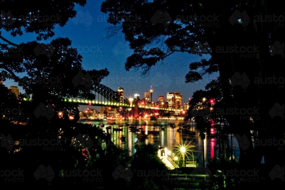 Night view of the city  from north of Sydney Harbour - Australian Stock Image
