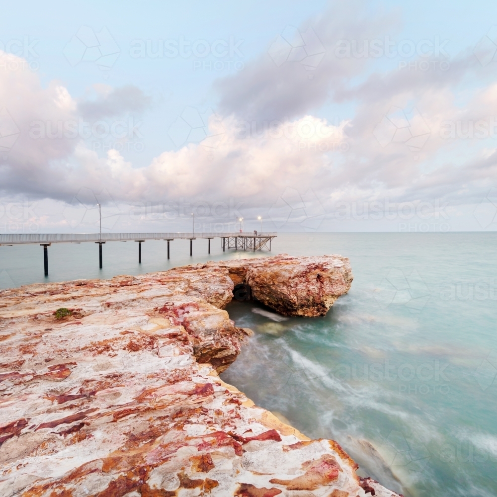 Nightcliff Jetty in sunrise pastel colour - Australian Stock Image