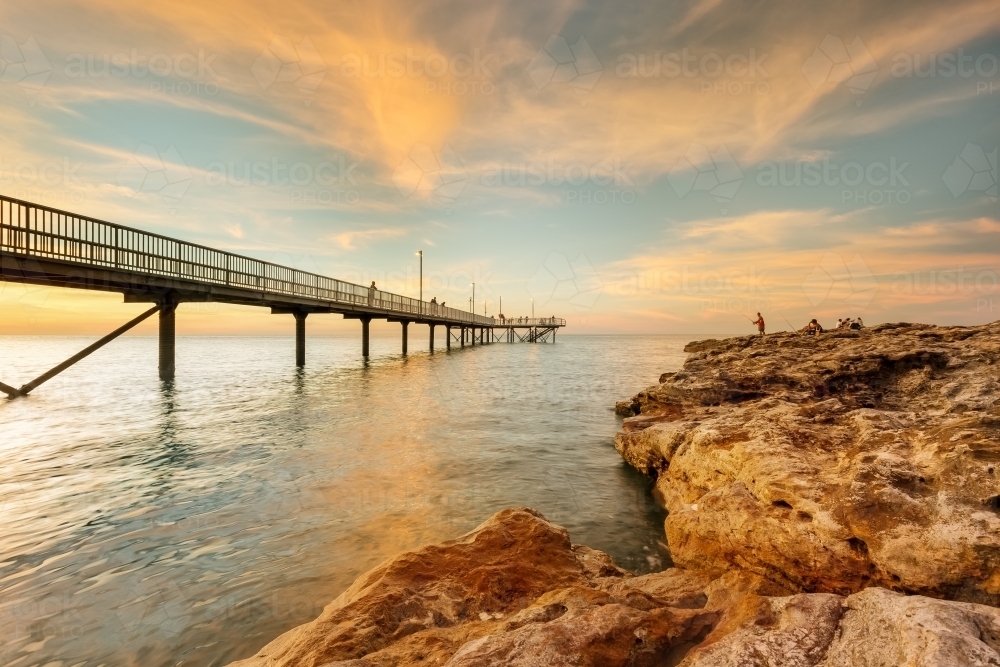 Nightcliff Jetty under a golden sunset - Australian Stock Image