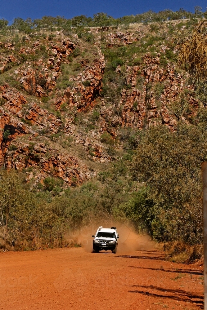 Nissan Patrol drives down the Gibb River Road - Australian Stock Image