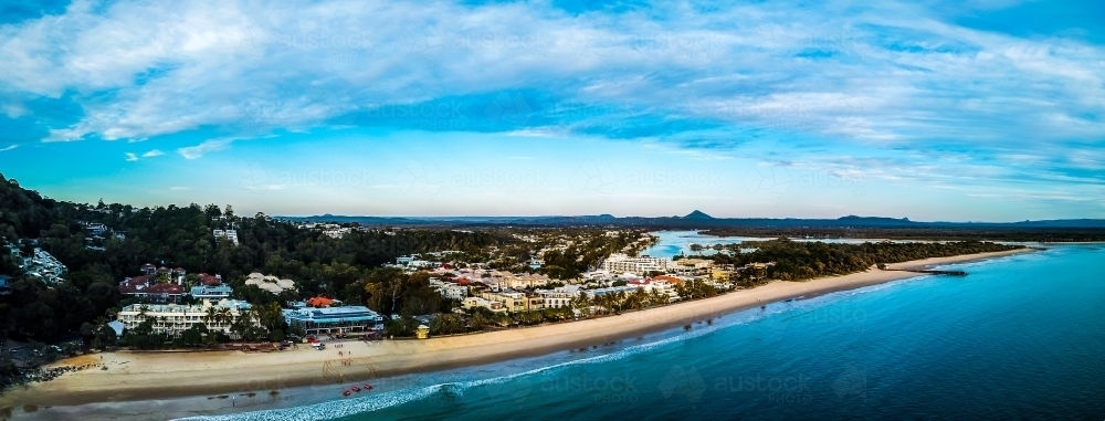 Noosa Main Beach Aerial Panorama - Australian Stock Image