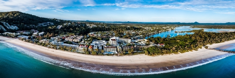 Noosa Main Beach Aerial Panorama - Australian Stock Image