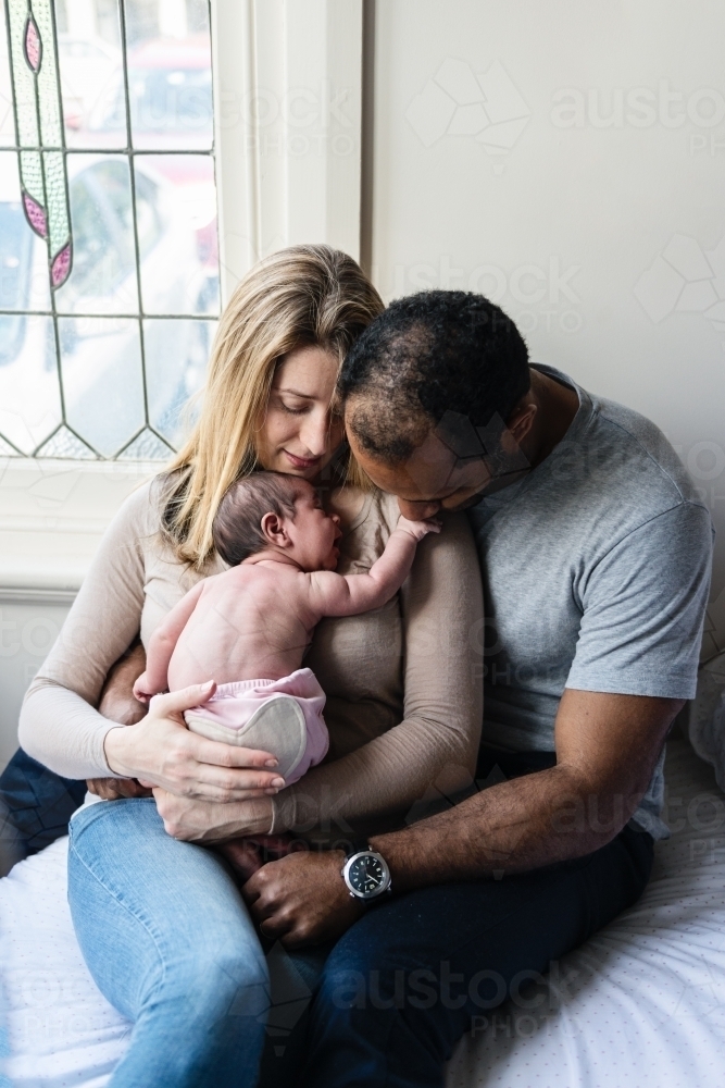 Newborn baby and family - Australian Stock Image