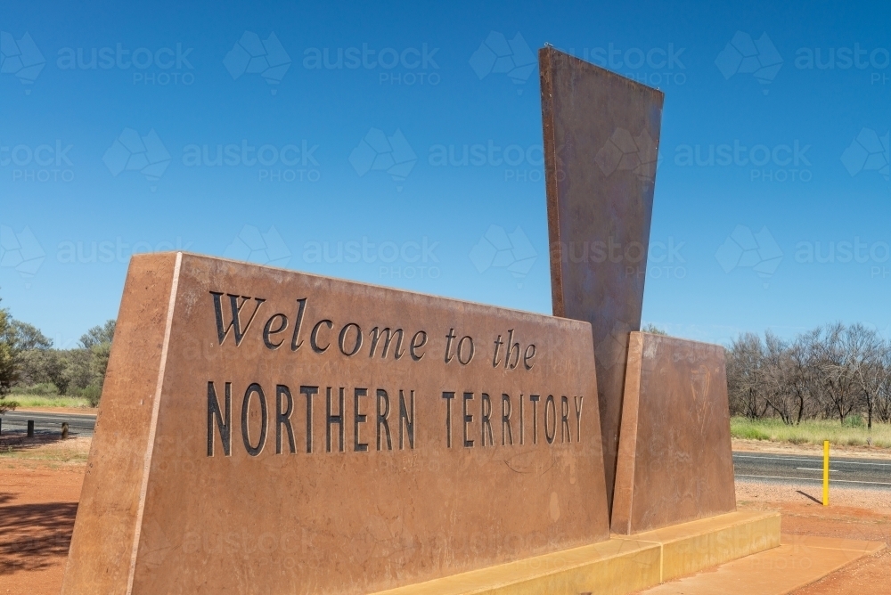 Northern Territory border sign - Australian Stock Image