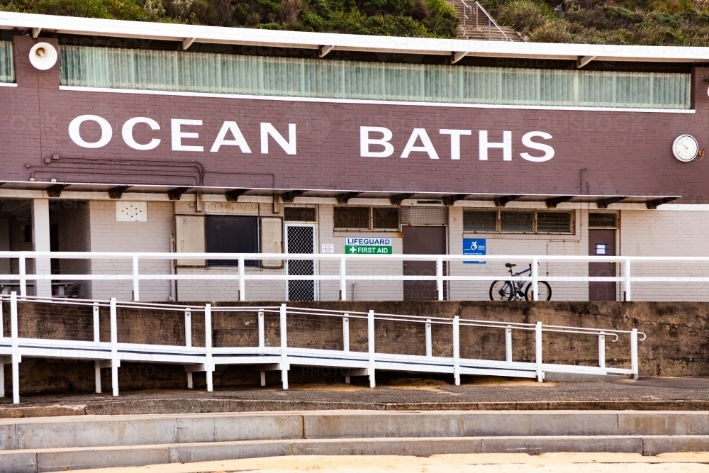 Ocean baths building at Merewether beach, NSW - Australian Stock Image
