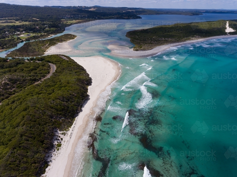 ocean beach, nullaki peninsula and wilson inlet on the south coast of WA - Australian Stock Image