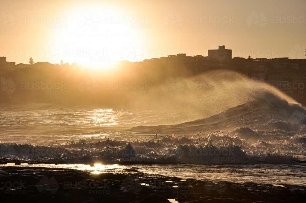 Ocean spray at sunset - Australian Stock Image