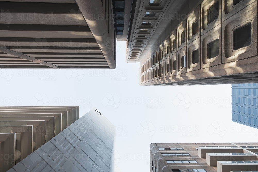 Office buildings in Adelaide city on a day while looking up - Australian Stock Image