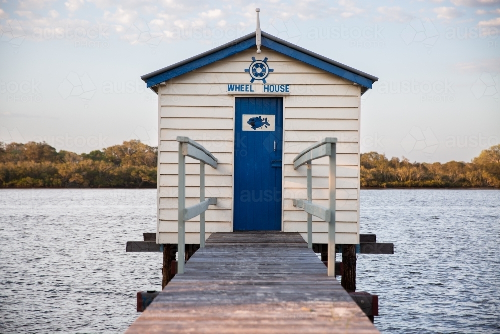old boat house on the Maroochy River - Australian Stock Image