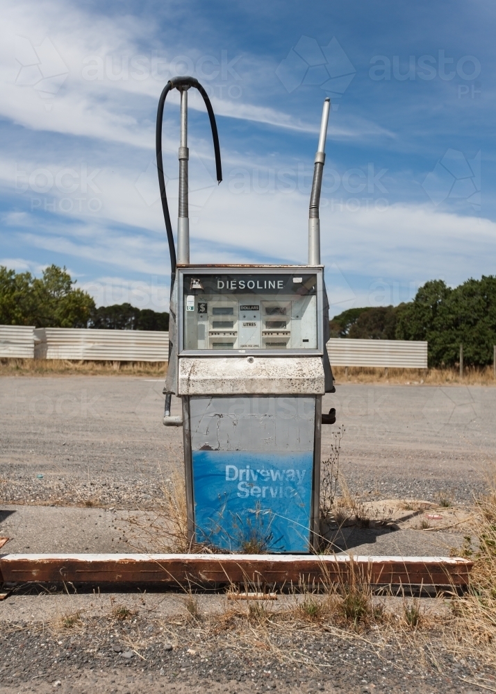old bowser at an abandoned petrol station - Australian Stock Image