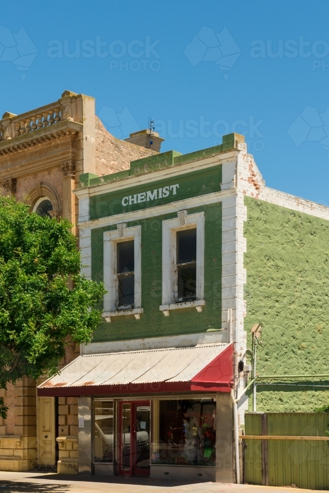 old building with the word chemist - Australian Stock Image