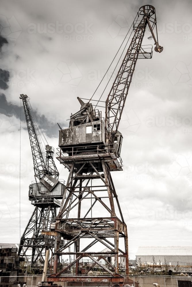 Old cranes in Fremantle - Australian Stock Image