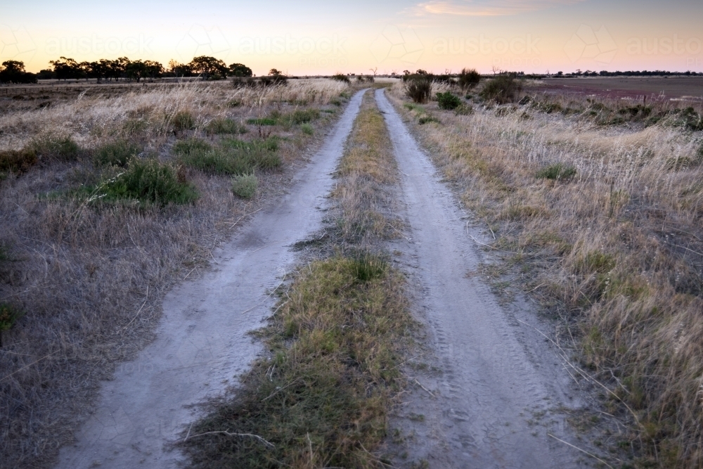 Old dirt road at the end of the day - Australian Stock Image