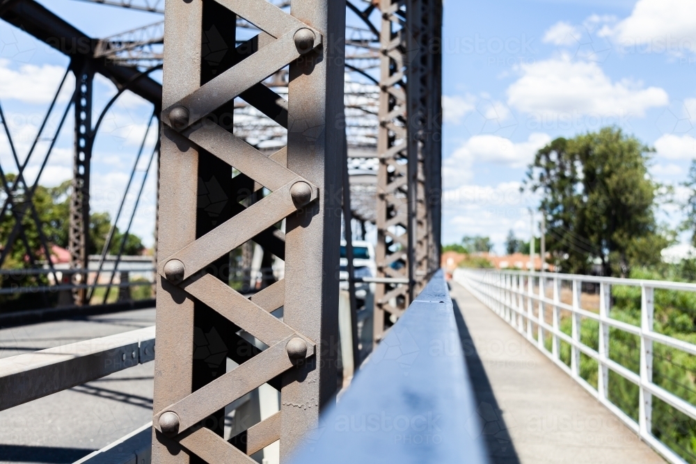 Old Dunolly Ford Bridge over Hunter River in Singleton - Australian Stock Image