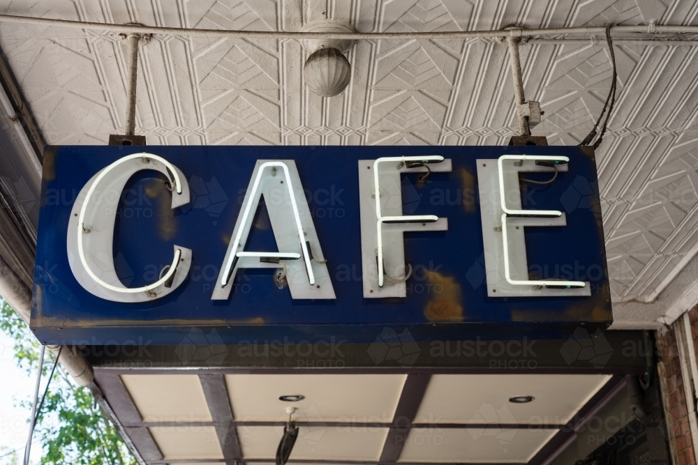 old fashioned neon cafe sign - Australian Stock Image
