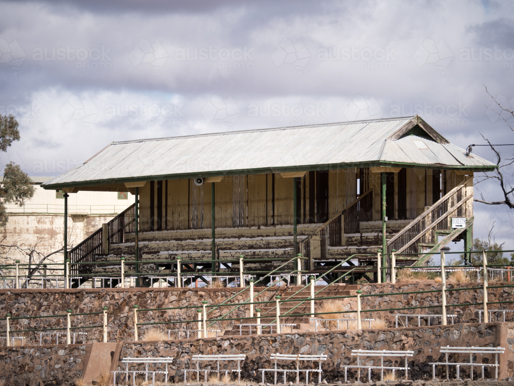 Old grandstand building at Zinc Oval, Broken Hill, New South Wales - Australian Stock Image