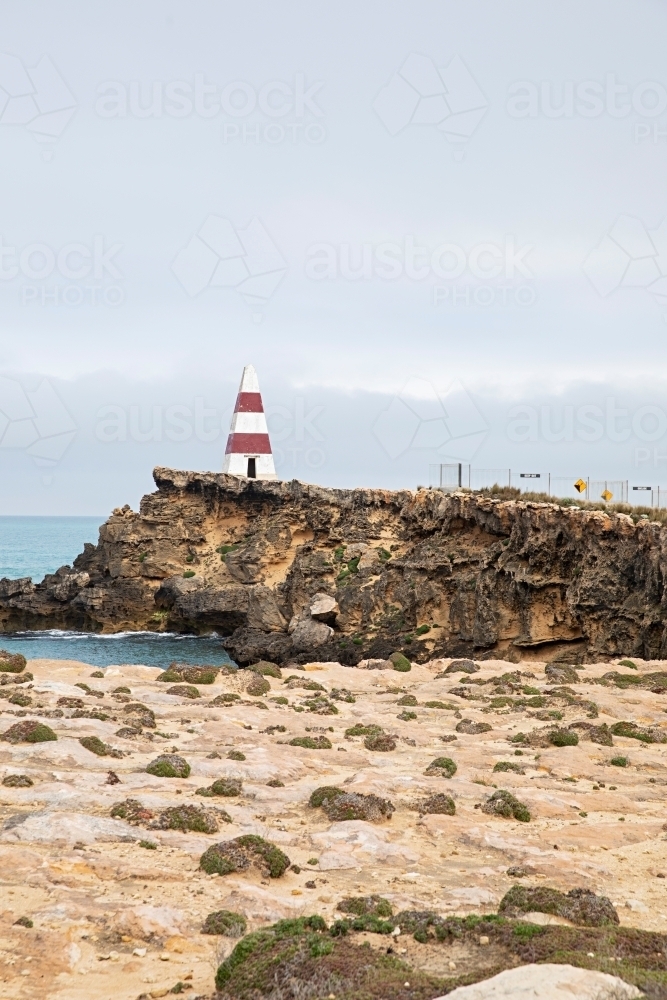 Old red and white striped Light house in Robe - Australian Stock Image