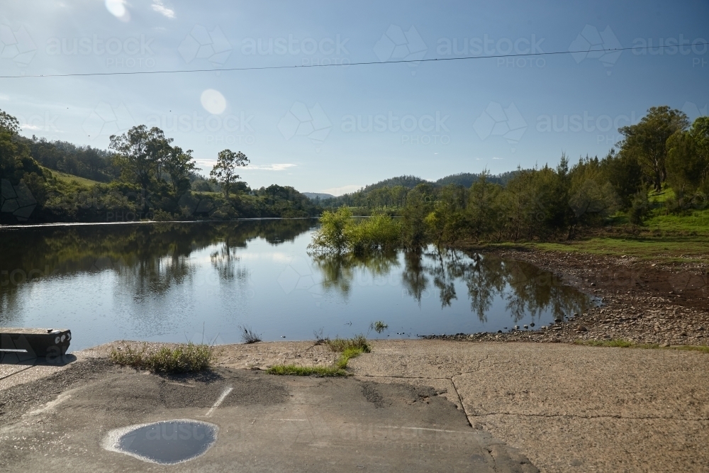Old road and bridge across river - Australian Stock Image