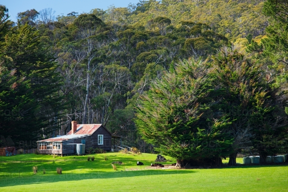 Old Rural Farmhouse on Bruny Island - Australian Stock Image