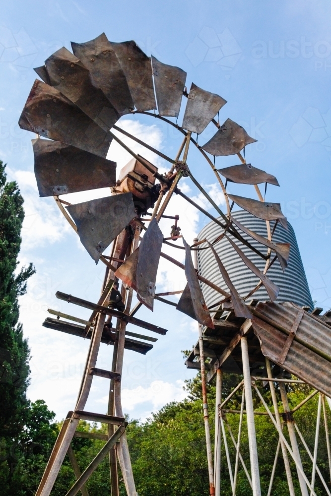 Image of Old rustic farm windmill close up Austockphoto