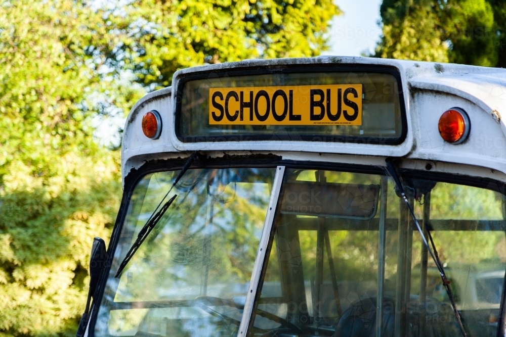 Old School bus in rural location - Australian Stock Image