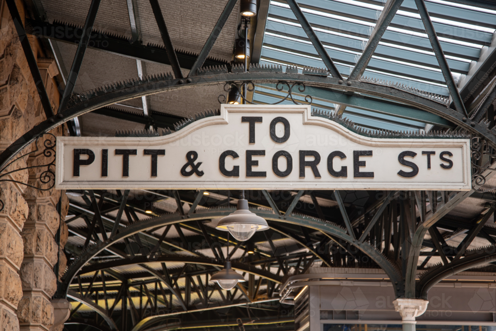 Old sign at railway station to George and Pitt streets - Australian Stock Image