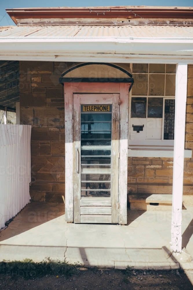 Old telephone box on the verandah of a historical building - Australian Stock Image