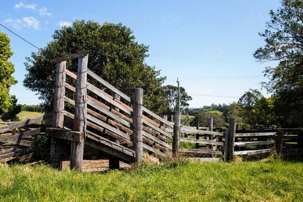 Image of old timber cattle ramp - Austockphoto