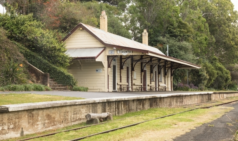 Old Toronto Railroad Station, platform and tracks - Australian Stock Image