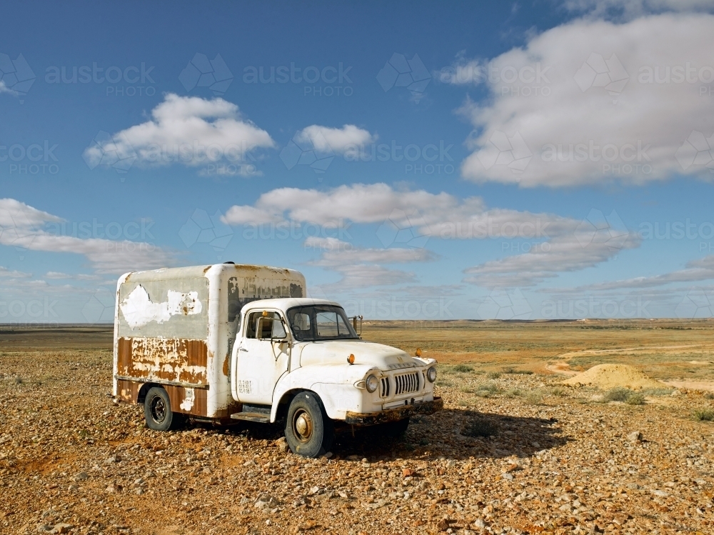 Old truck at outskirts of Coober Pedy - Australian Stock Image