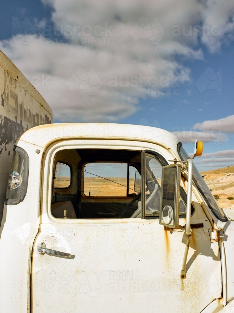 Old truck on outskirts of Coober Pedy - Australian Stock Image