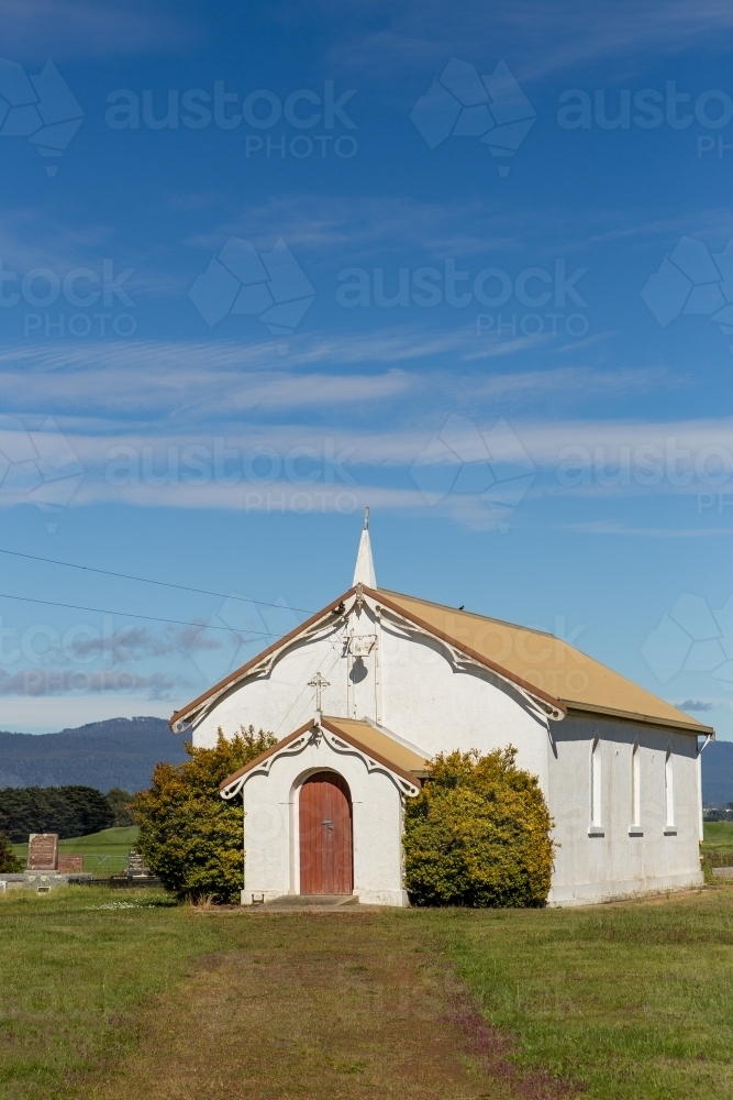 Old white church in the country - Australian Stock Image