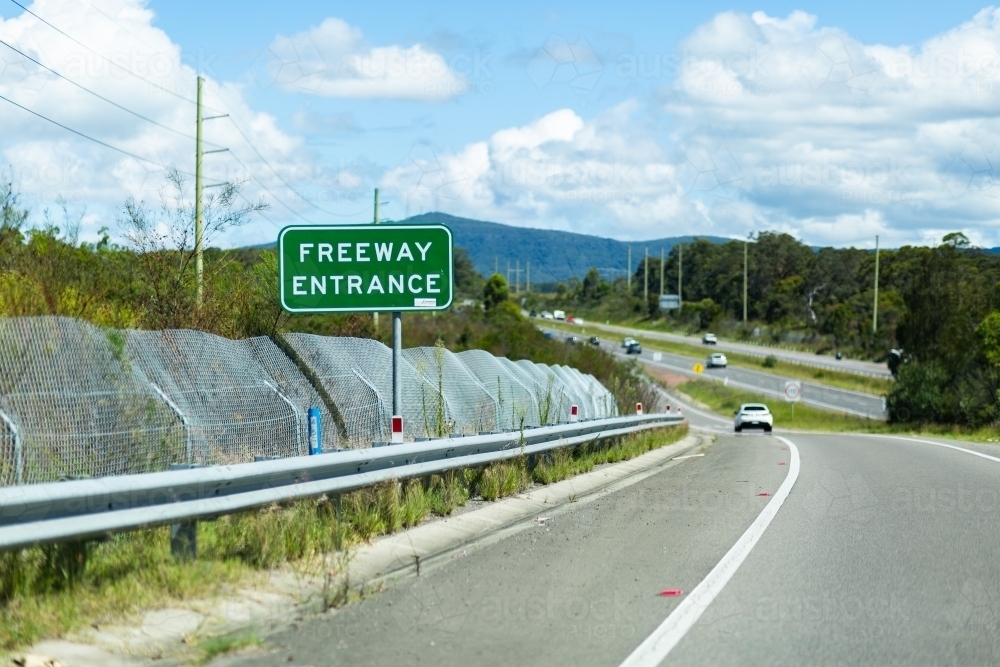 Image of On ramp of freeway entrance - travel in Australia - Austockphoto