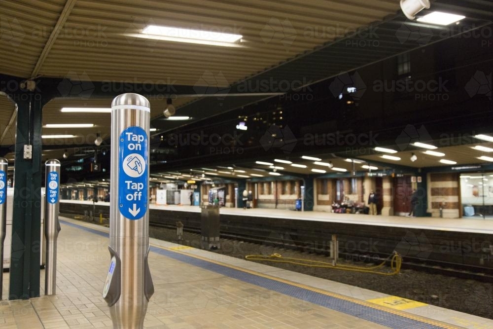 Opal card tap on and tap off point, Central Railway Station - Australian Stock Image